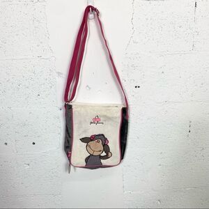 NEW NICI Jolly Luccy sheep print white pink faux velvet crossbody / shoulder bag